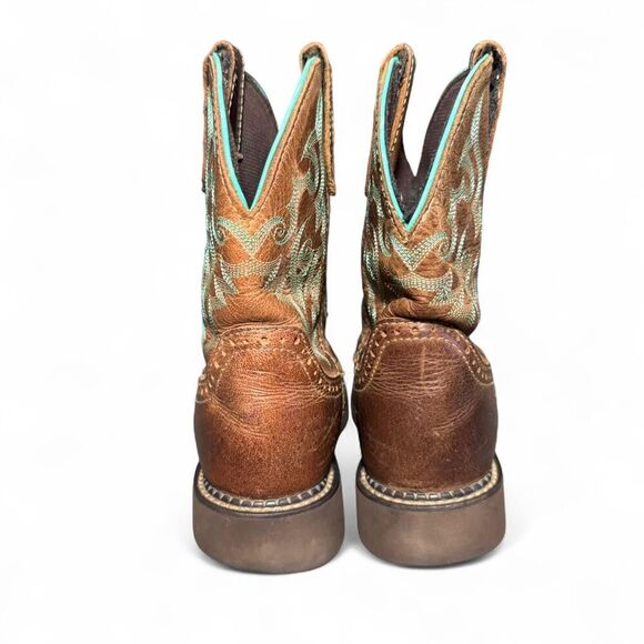 Justin Women’s Western Cowboy Boots Size 6.5 B Brown Leather Embroidered L9606 - Picture 4 of 8